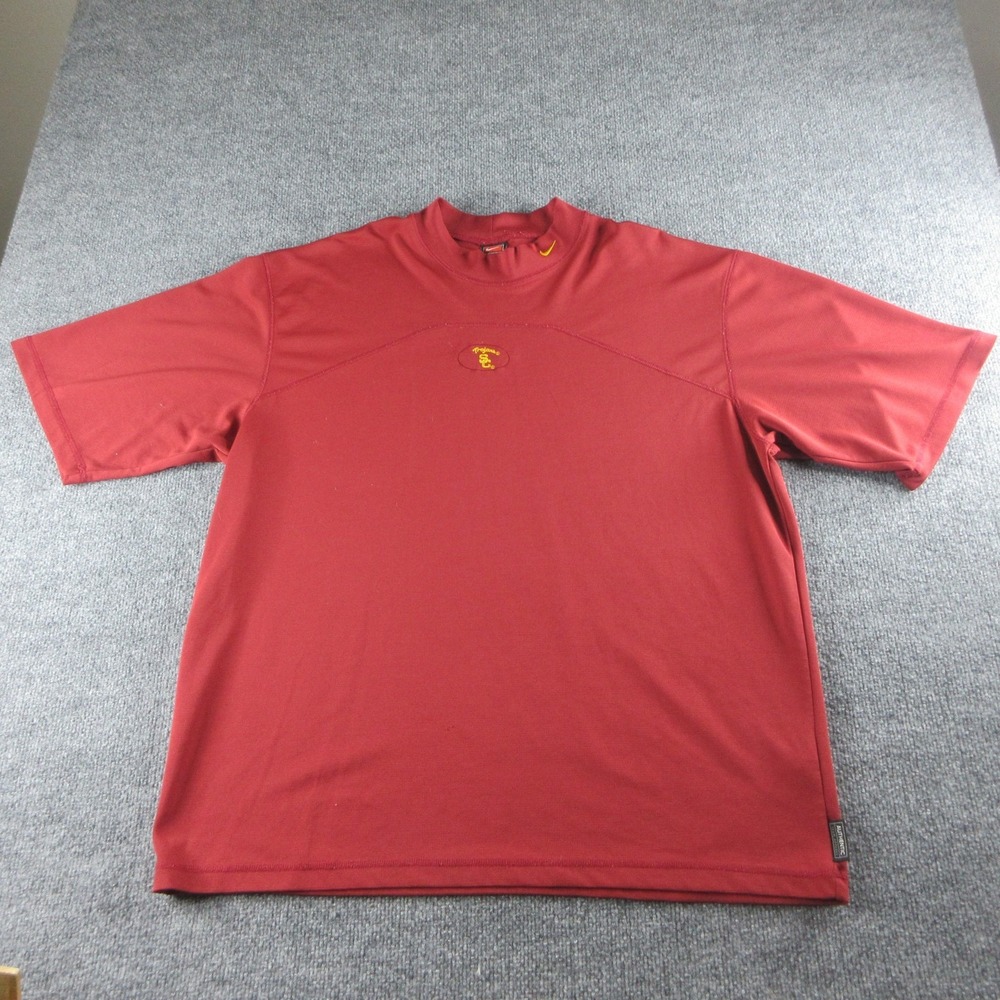 USC Trojans Shirt Mens 2XL Red NCAA Football Nike Dri Fit Mock Neck Short Sleeve